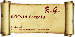 Rövid Gergely névjegykártya